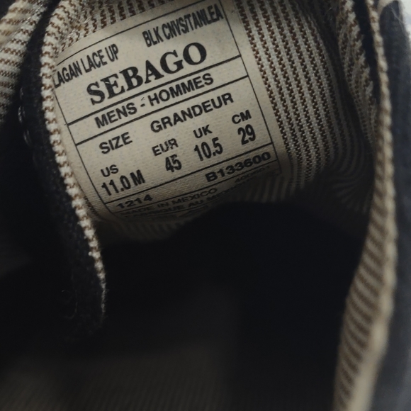 Sebago Lagan Lace Up Shoes 11 Black/Tan